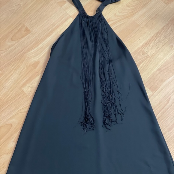 Flapper Dress Zara Black Fringe Collar Mini A-Dress - Picture 4 of 4